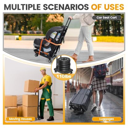 Foldable Car Seat Travel Cart – Universal Wheels, 110lb Capacity, Compact Storage