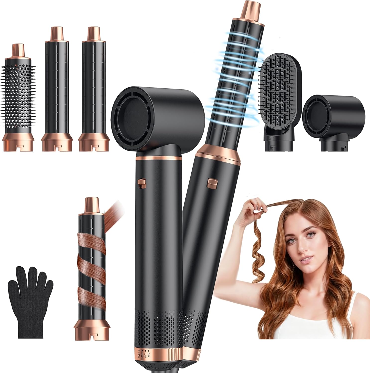 5 in 1 Blow Dryer Brush, Upgrade Hair Dryer Brush Air Curler Air Curling Wrap Styler