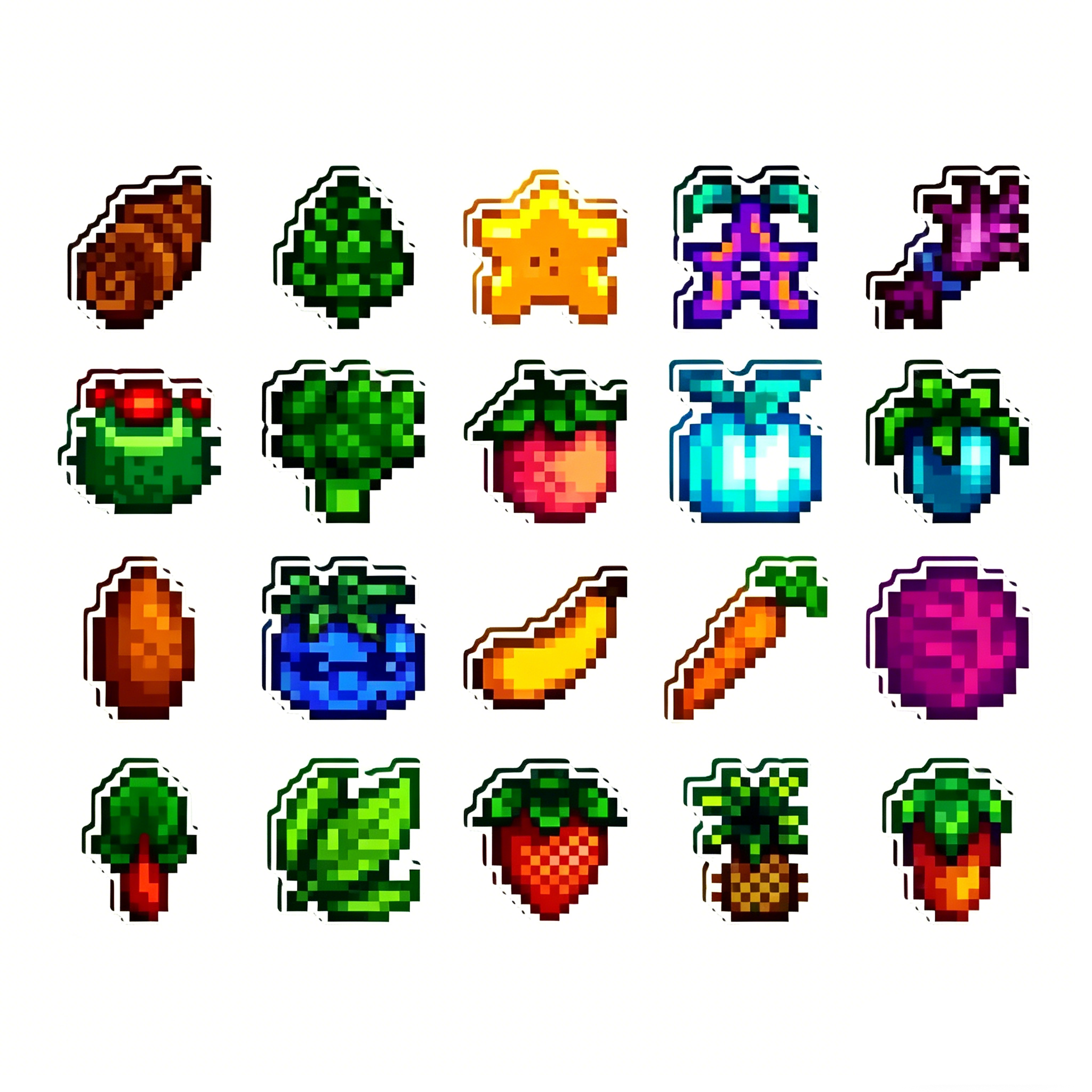 Stardew Valley Mini Acrylic Fridge Magnets – Pixel Art Crop & Fruit Magnets