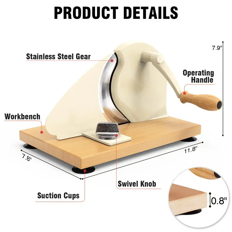 Adjustable Manual Bread Slicer – Stainless Steel Blades, Solid Wood Base, 0–0.8″ Thickness Control