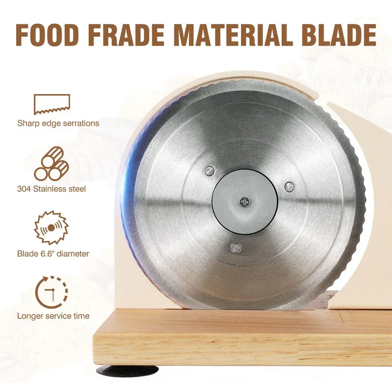 Adjustable Manual Bread Slicer – Stainless Steel Blades, Solid Wood Base, 0–0.8″ Thickness Control