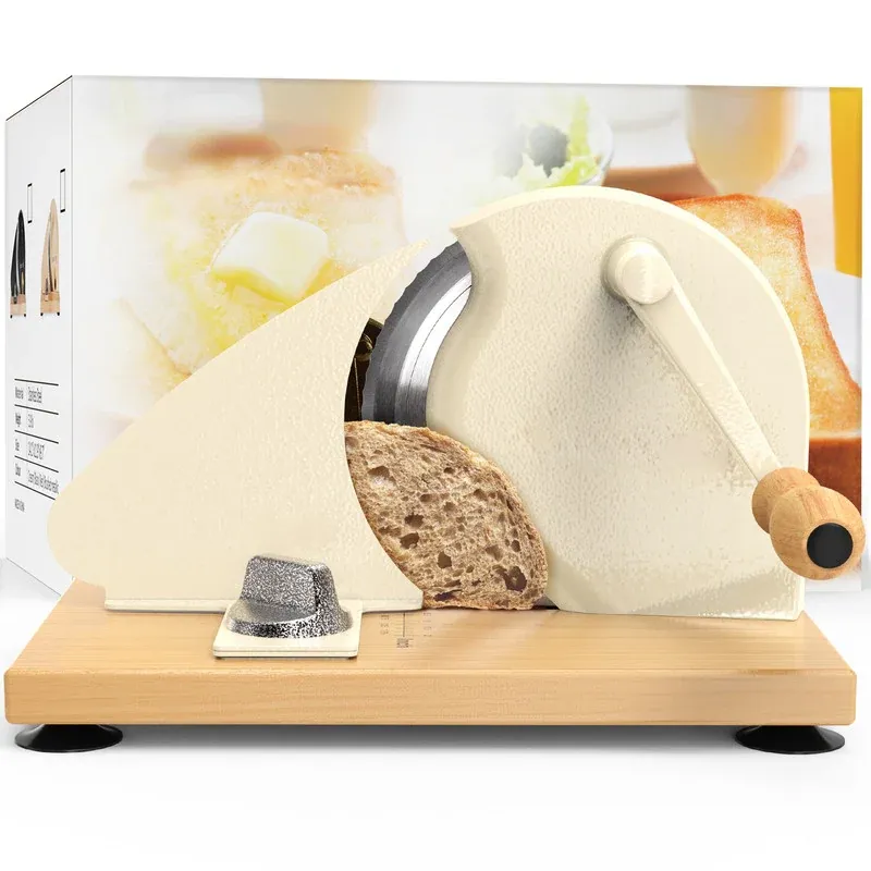 Adjustable Manual Bread Slicer – Stainless Steel Blades, Solid Wood Base, 0–0.8″ Thickness Control