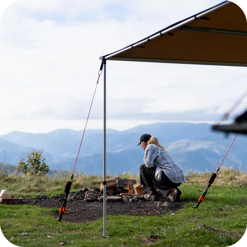 RV Awning Tie‑Down Kit – 2 Ropes, 2 Soft Springs, Storage Bag, Wind‑Resistant Setup