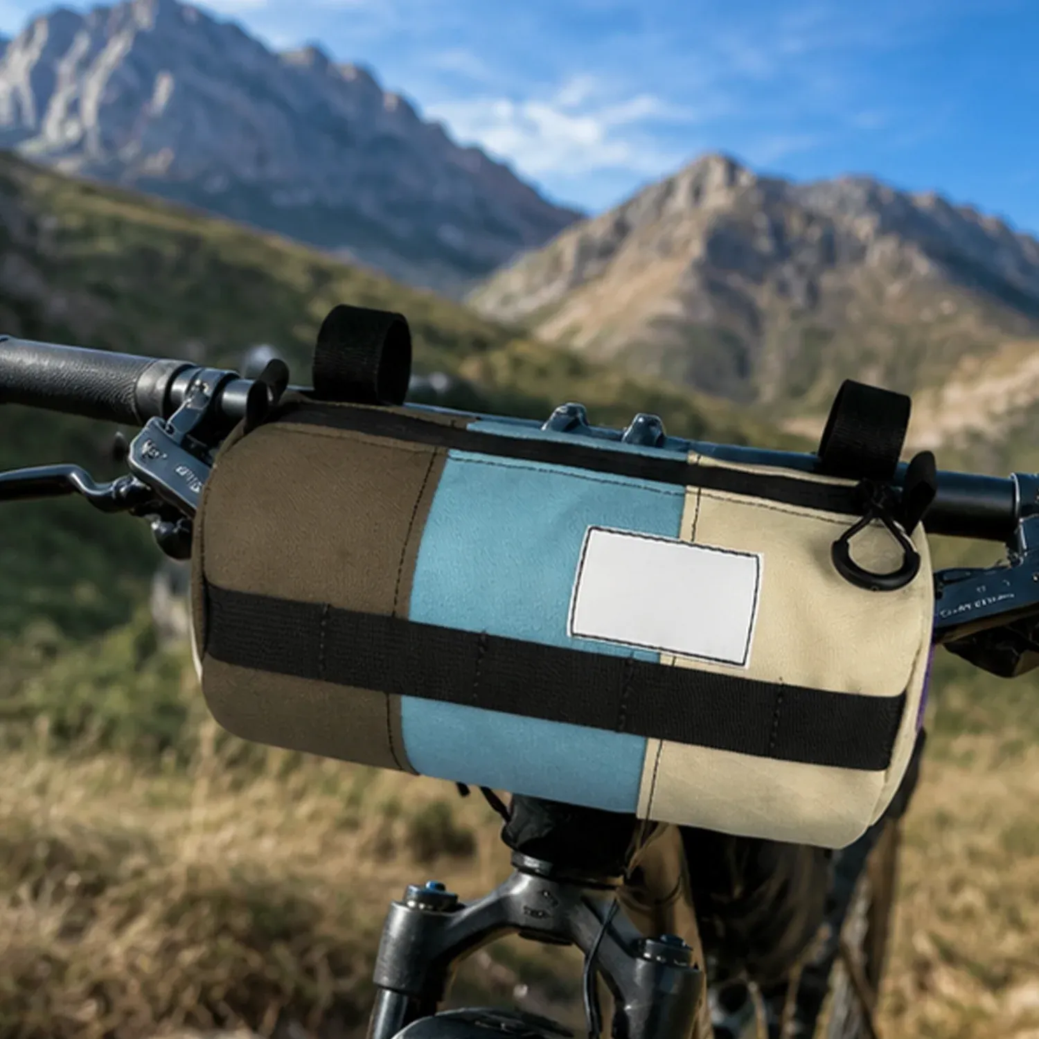 Bike Snack & Gear Storage System – Triangular Food Bag + Handlebar Roll Bag for Cycling Adventures