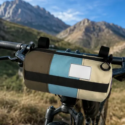 Bike Snack & Gear Storage System – Triangular Food Bag + Handlebar Roll Bag for Cycling Adventures