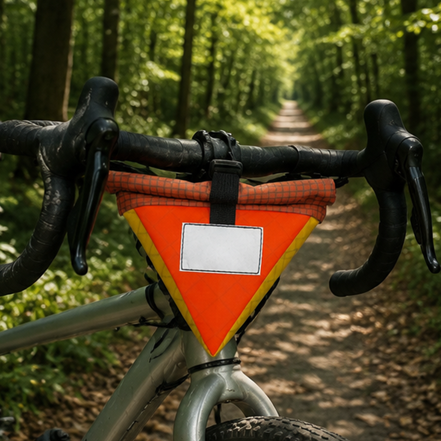 Bike Snack & Gear Storage System – Triangular Food Bag + Handlebar Roll Bag for Cycling Adventures