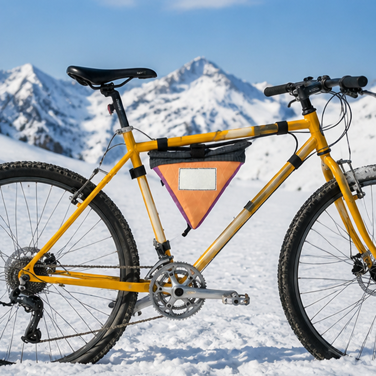 Bike Snack & Gear Storage System – Triangular Food Bag + Handlebar Roll Bag for Cycling Adventures