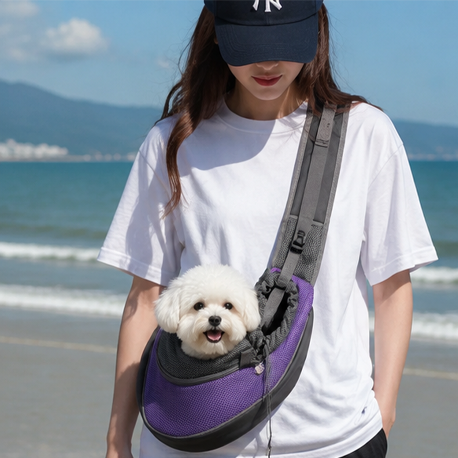 Breathable Oxford Cloth Pet Backpack – Mesh Panels, Single Strap, Lightweight for Small Pets