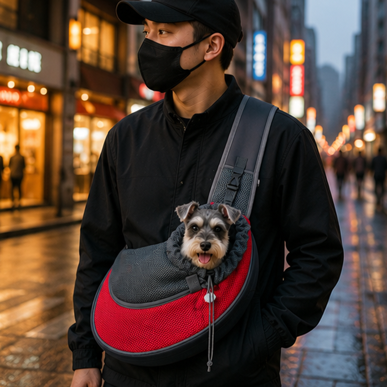 Breathable Oxford Cloth Pet Backpack – Mesh Panels, Single Strap, Lightweight for Small Pets