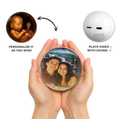 Glass Video Ball – Playable Video & Photo Gift Sphere, USB Rechargeable