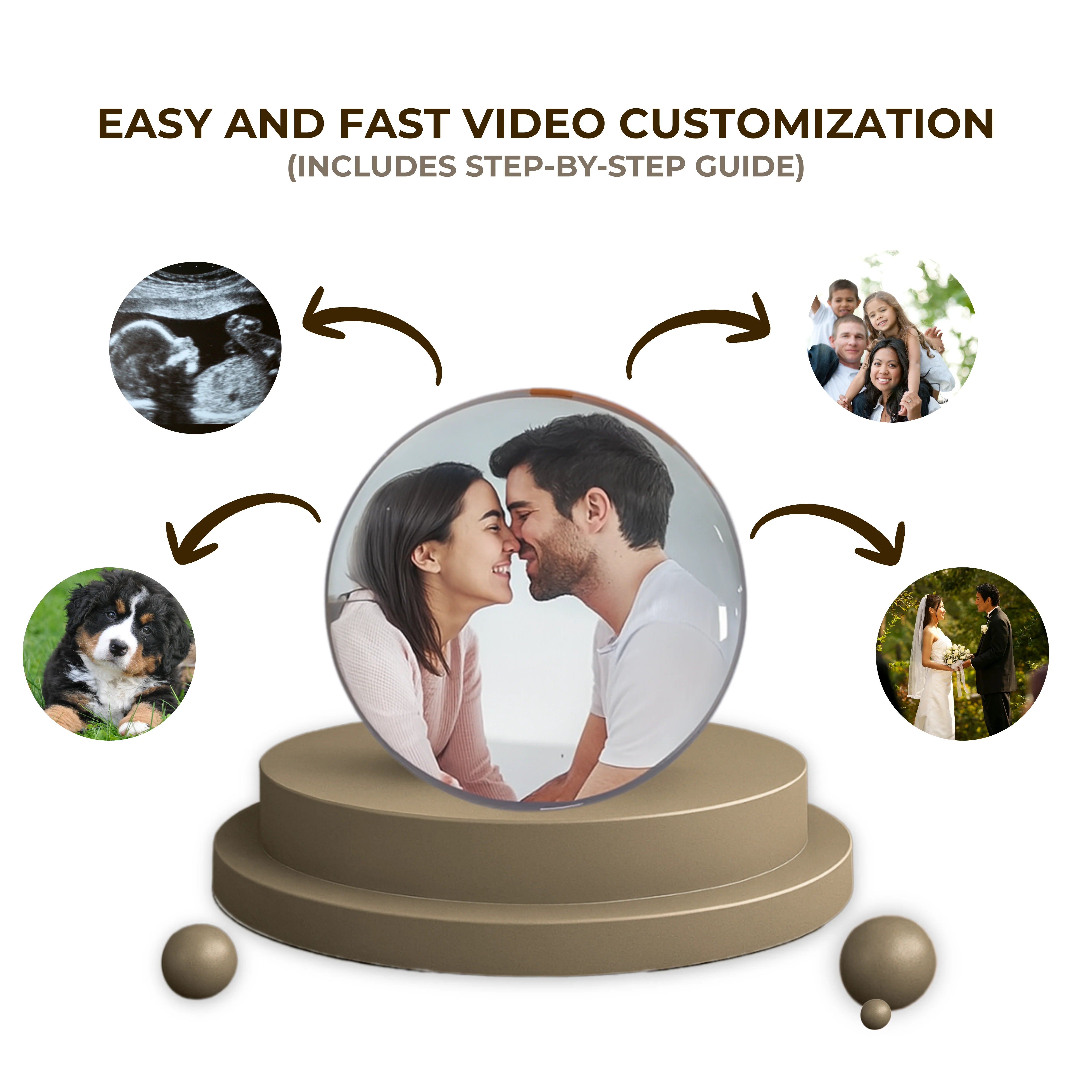 Glass Video Ball – Playable Video & Photo Gift Sphere, USB Rechargeable