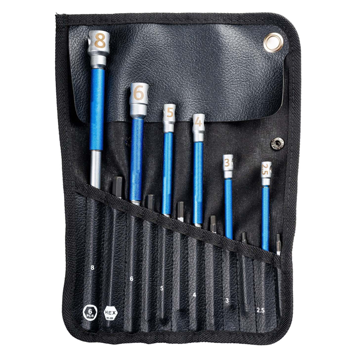 Sliding T-Handle Hex Tool Set – 6 Sizes with Roll-Up Pouch