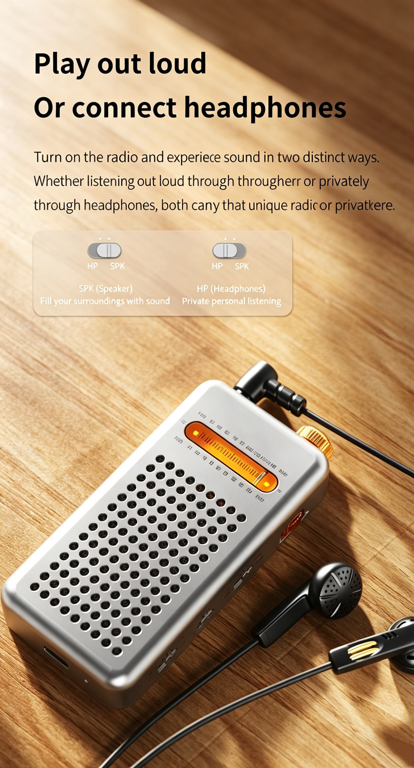 Pocket FM Radio – Rich Audio, Stable Reception, Rechargeable, Classic Tuning