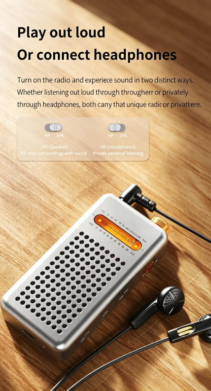 Pocket FM Radio – Rich Audio, Stable Reception, Rechargeable, Classic Tuning