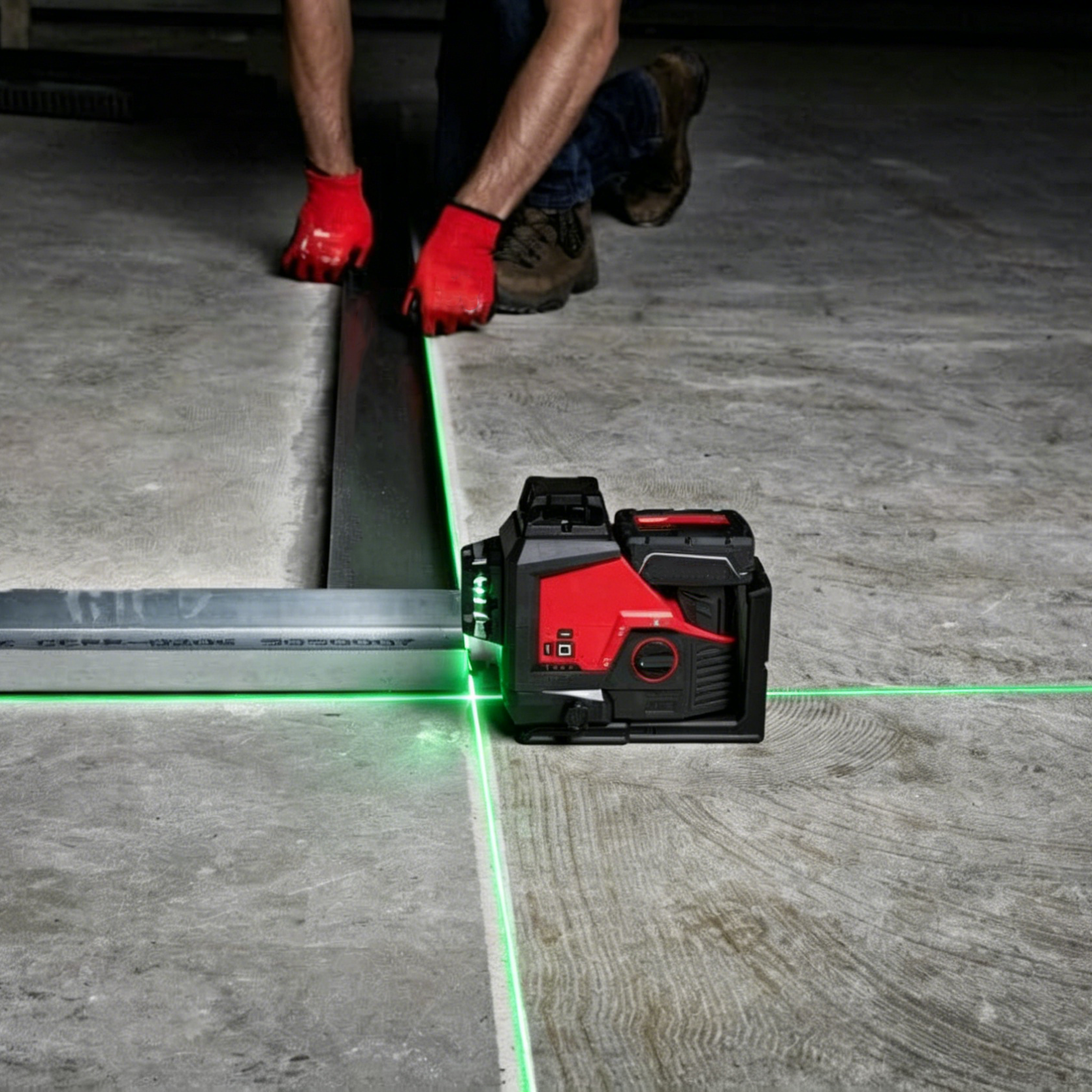 Green 360° 3‑Plane Laser Level – 15+ Hour Battery, 250ft Range, Includes Tripod & Detector