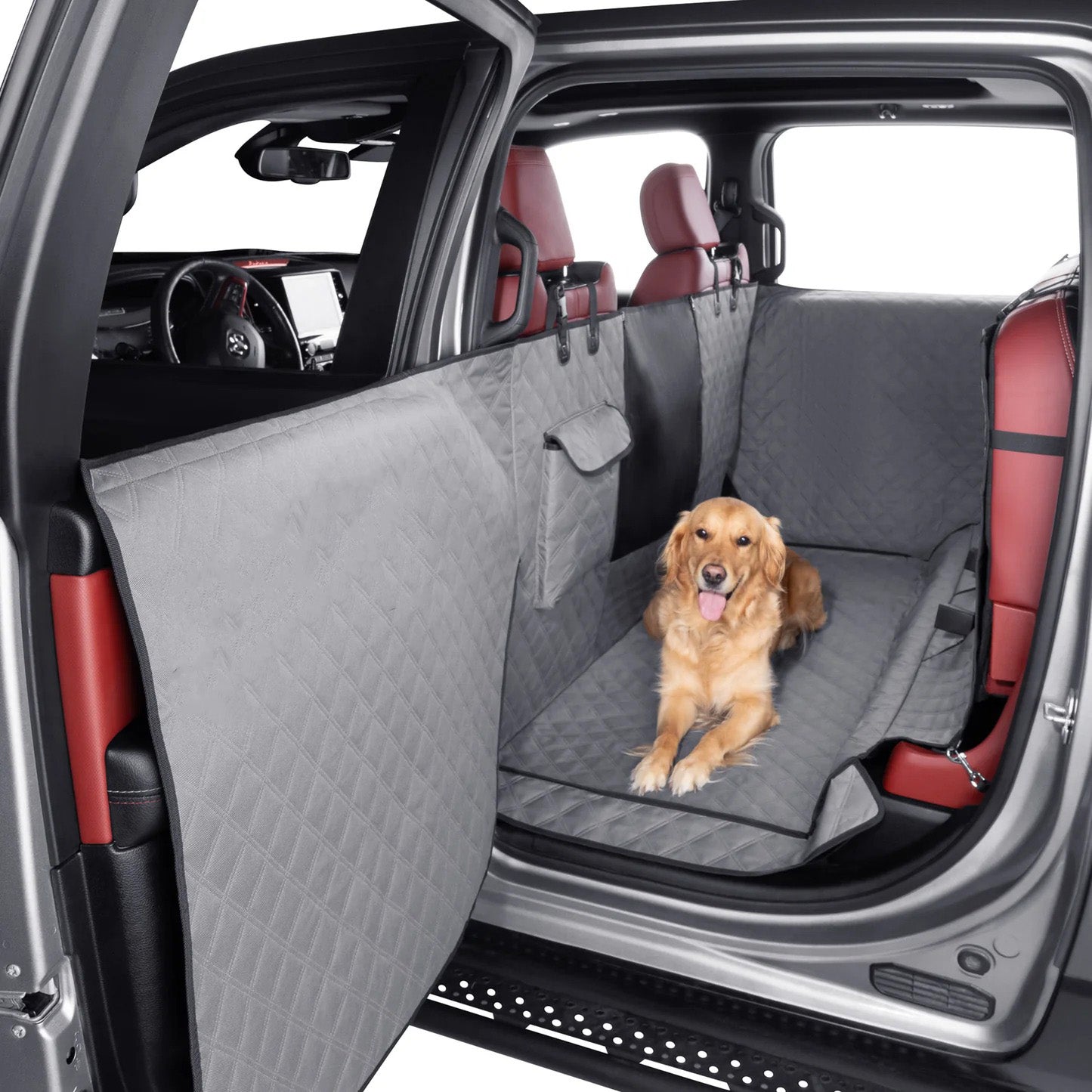 Crew Cab Truck Pet Seat Cover – Full Coverage, Fold‑Down Seat Compatible, Door Panel Protection