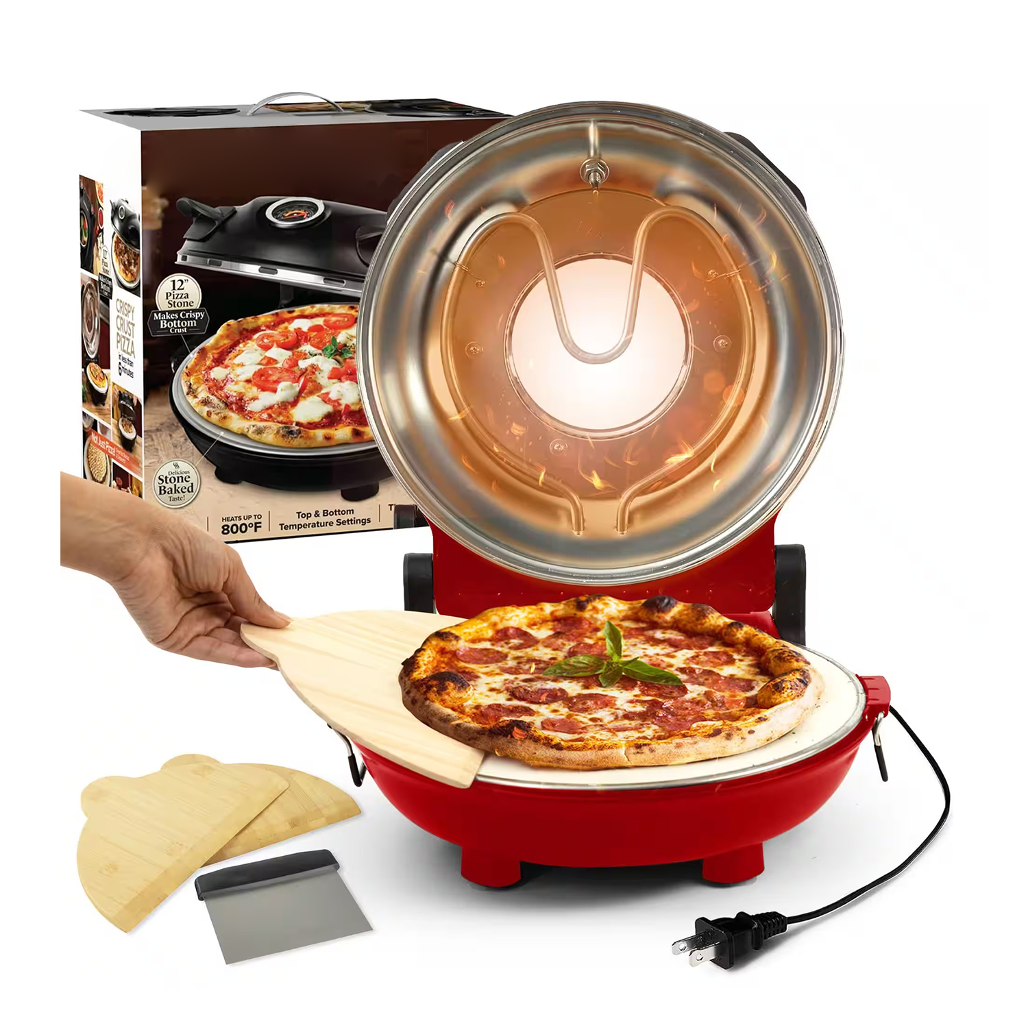 Portable Electric Pizza Oven – Indoor/Outdoor, 12″ Stone, Dual Temp Control