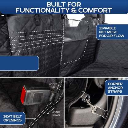 Crew Cab Truck Pet Seat Cover – Full Coverage, Fold‑Down Seat Compatible, Door Panel Protection