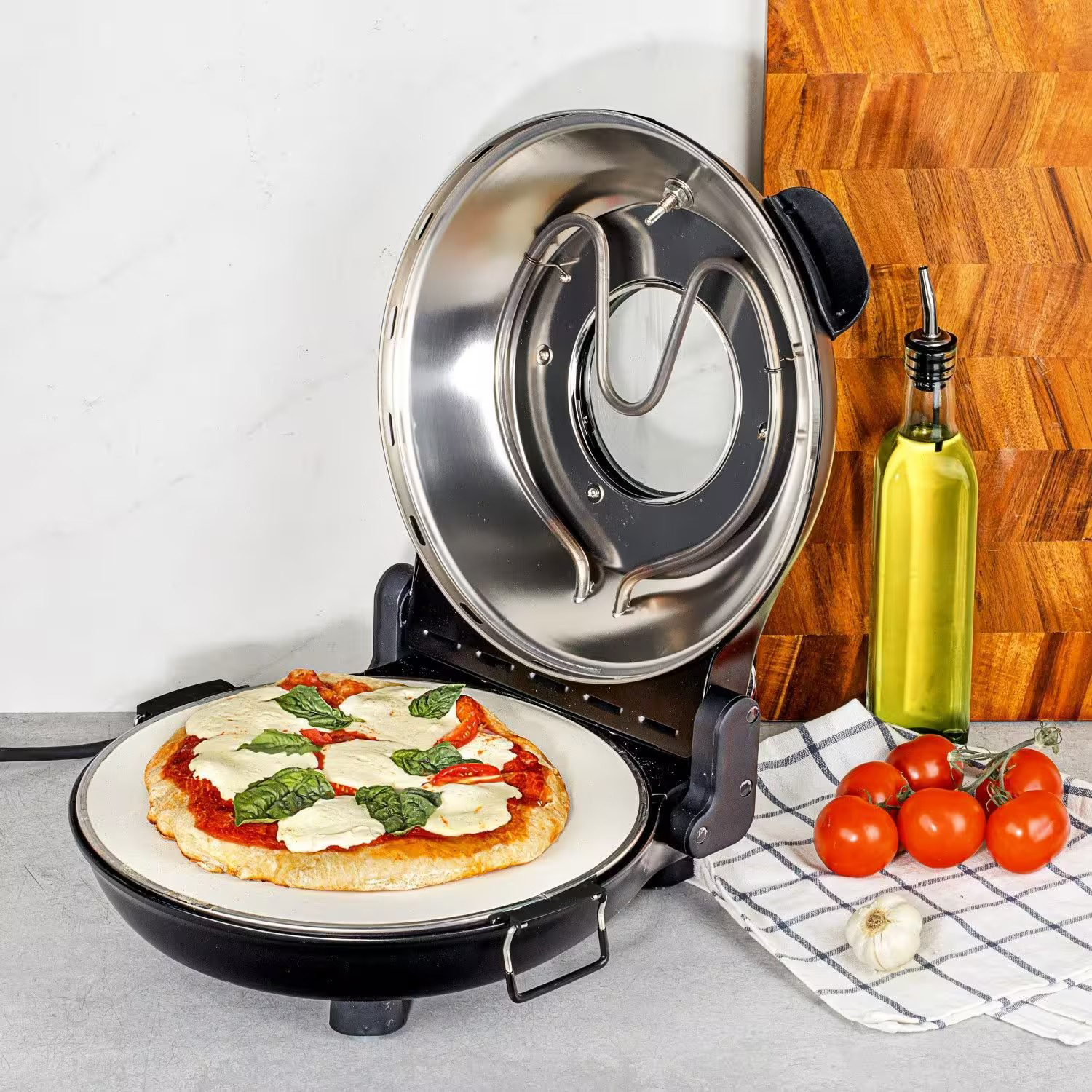 Portable Electric Pizza Oven – Indoor/Outdoor, 12″ Stone, Dual Temp Control