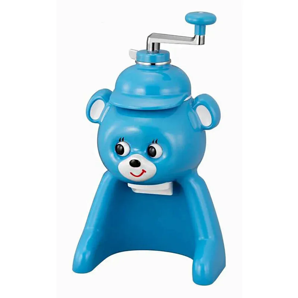 Retro Bear-Shaped Ice Shaver – Manual Spiral Handle, Stainless Steel Blade for Homemade Shaved Ice