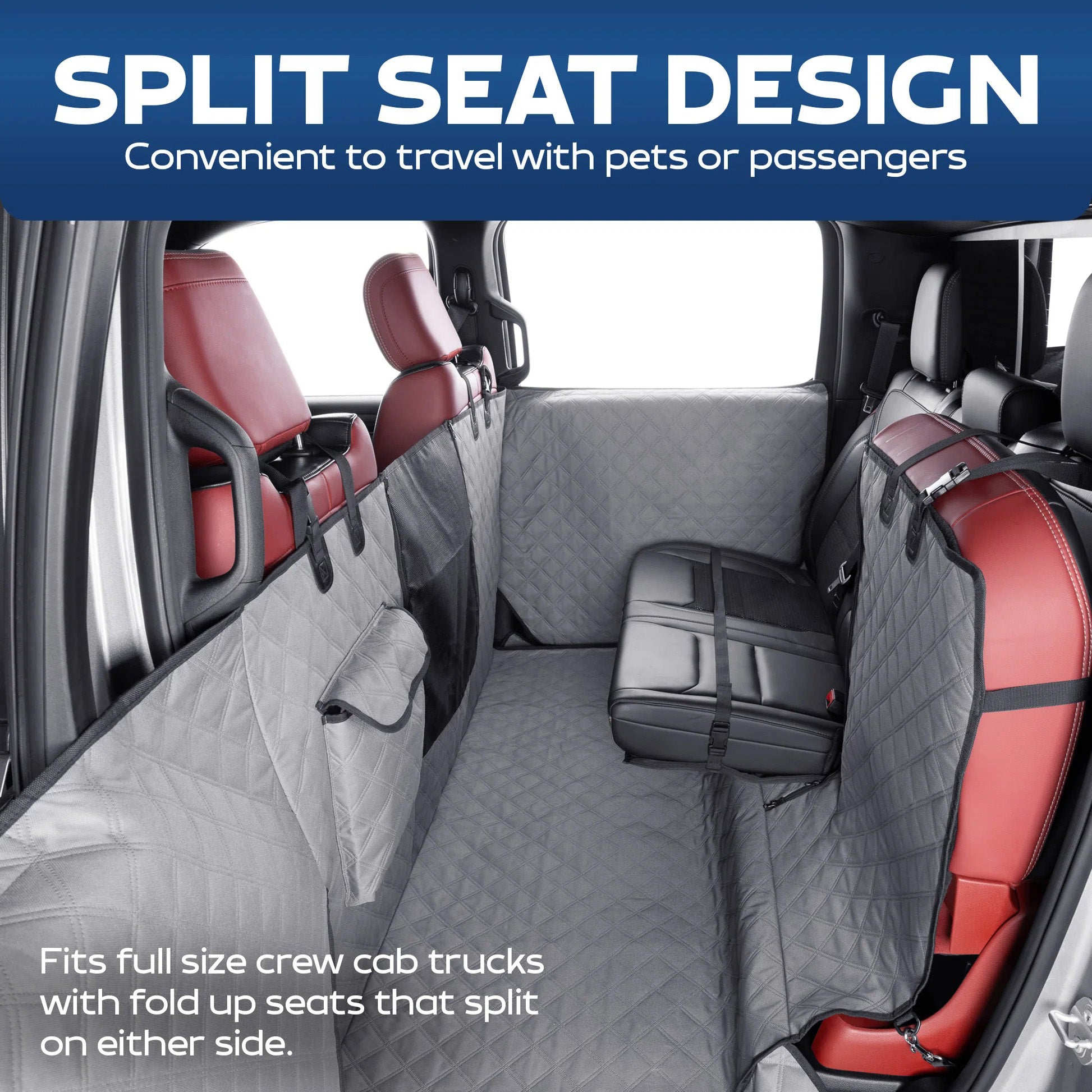 Crew Cab Truck Pet Seat Cover – Full Coverage, Fold‑Down Seat Compatible, Door Panel Protection