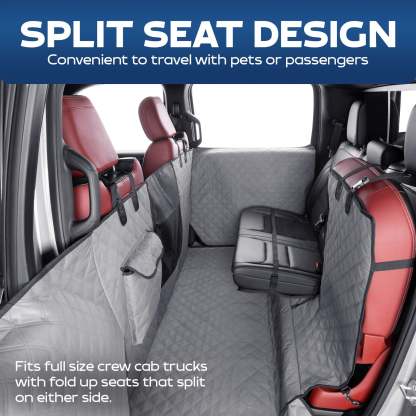 Crew Cab Truck Pet Seat Cover – Full Coverage, Fold‑Down Seat Compatible, Door Panel Protection
