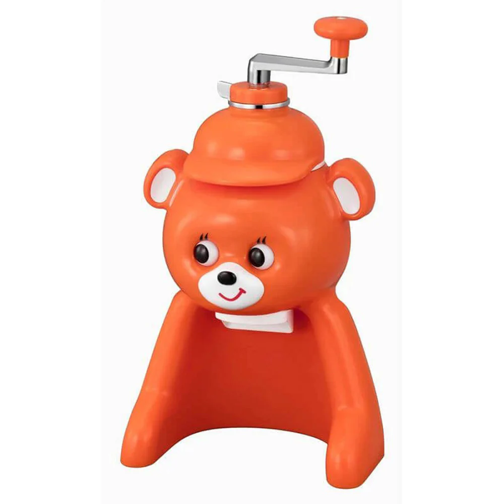 Retro Bear-Shaped Ice Shaver – Manual Spiral Handle, Stainless Steel Blade for Homemade Shaved Ice