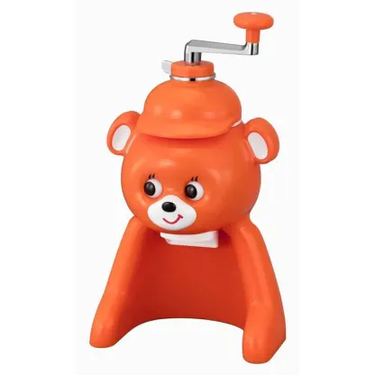Retro Bear-Shaped Ice Shaver – Manual Spiral Handle, Stainless Steel Blade for Homemade Shaved Ice