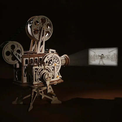 Vintage Movie Projector – 3D Wooden Puzzle with Hand-Crank
