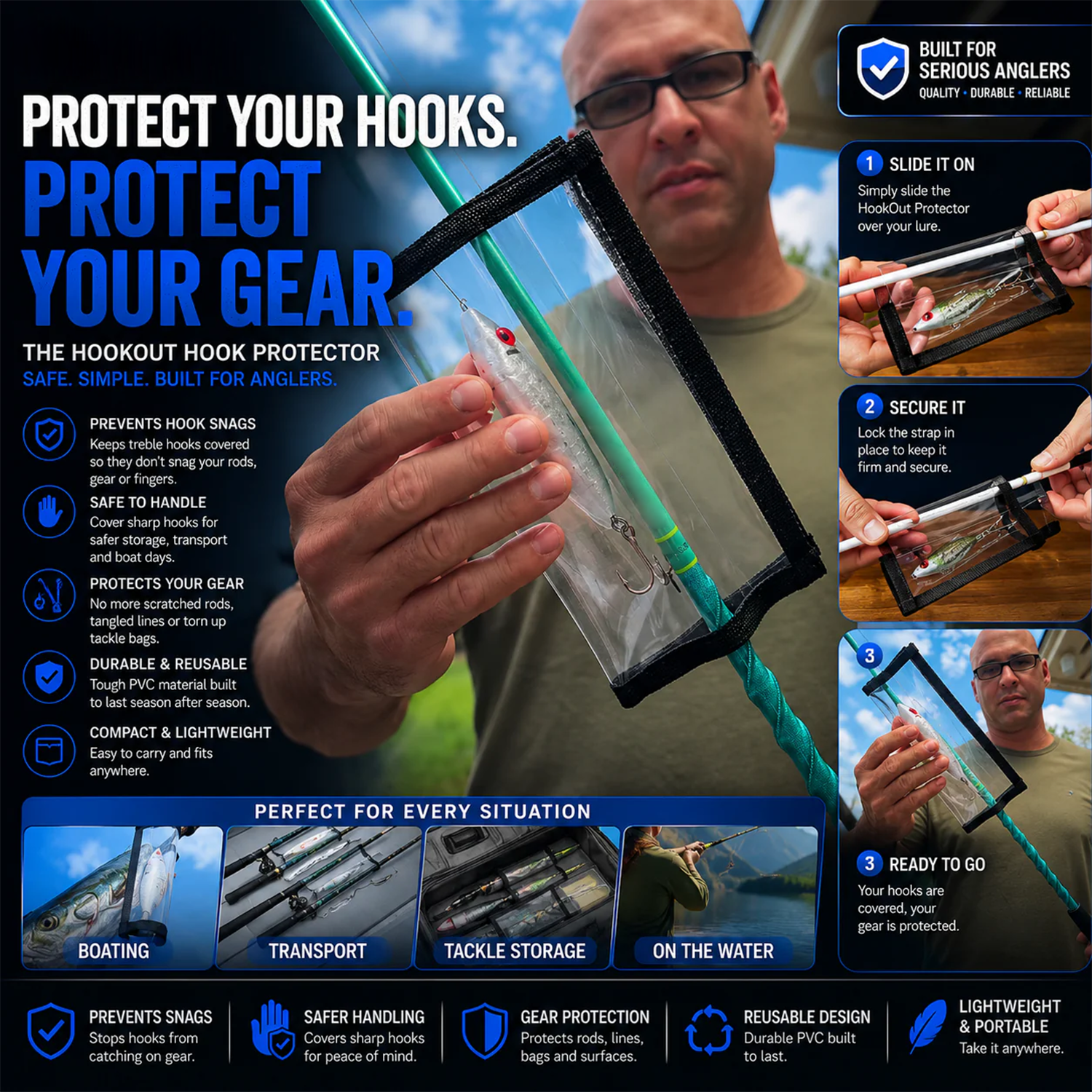 Fishing Hook Protector – Anti-Tangle Cover, Safe Storage for Hooks & Rods