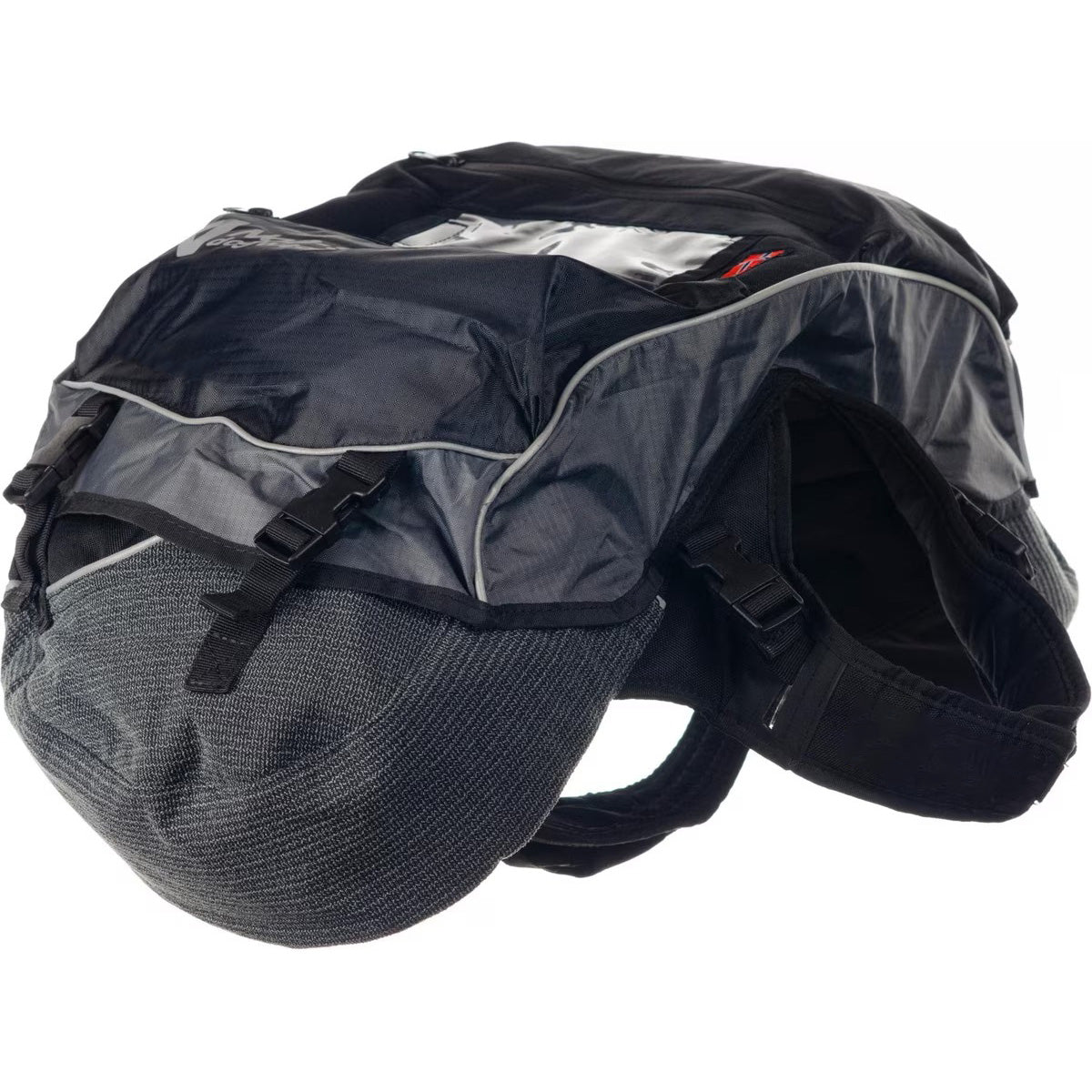 Adjustable Dog Backpack – Roll‑Top Pockets, Rain Cover, Aramid‑Reinforced, Rear Leash Attachment