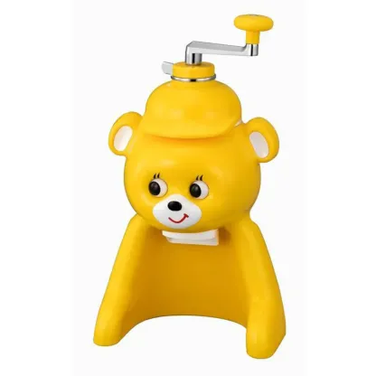 Retro Bear-Shaped Ice Shaver – Manual Spiral Handle, Stainless Steel Blade for Homemade Shaved Ice