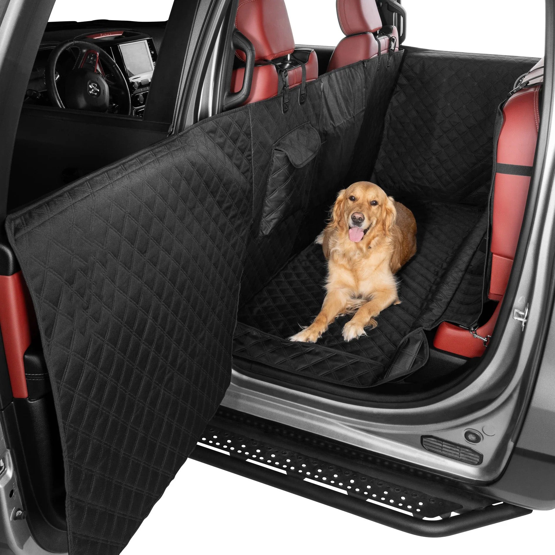 Crew Cab Truck Pet Seat Cover – Full Coverage, Fold‑Down Seat Compatible, Door Panel Protection