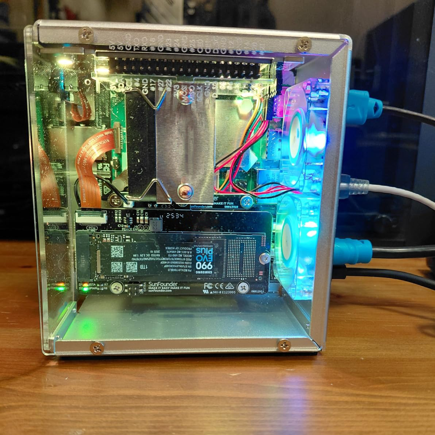 Compact Mini PC Case – Aluminum, Dual RGB Fans, Dust Filter, for Small Builds