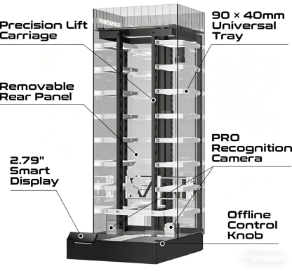 Smart Display Garage for 1:64 Scale Models – App-Controlled, 14 Slots, PRO Recognition Available