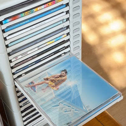 Stackable CD Storage Rack – One‑Touch Eject, Holds 20 Discs, Space‑Saving Design