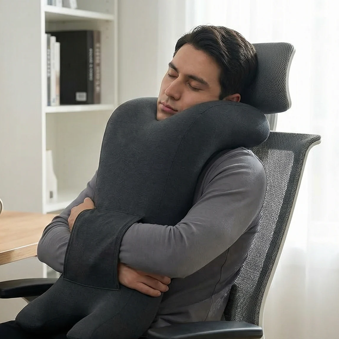 Full-Body Travel Support Pillow – Inflatable, Ergonomic, Supports Head to Hips, for Sitting Upright