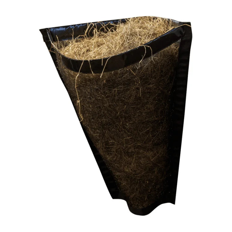 Corner Hay Bag – Slow‑Feed Mesh, Triangular Stable Fit, 3 Hook Mount, Reduces Waste