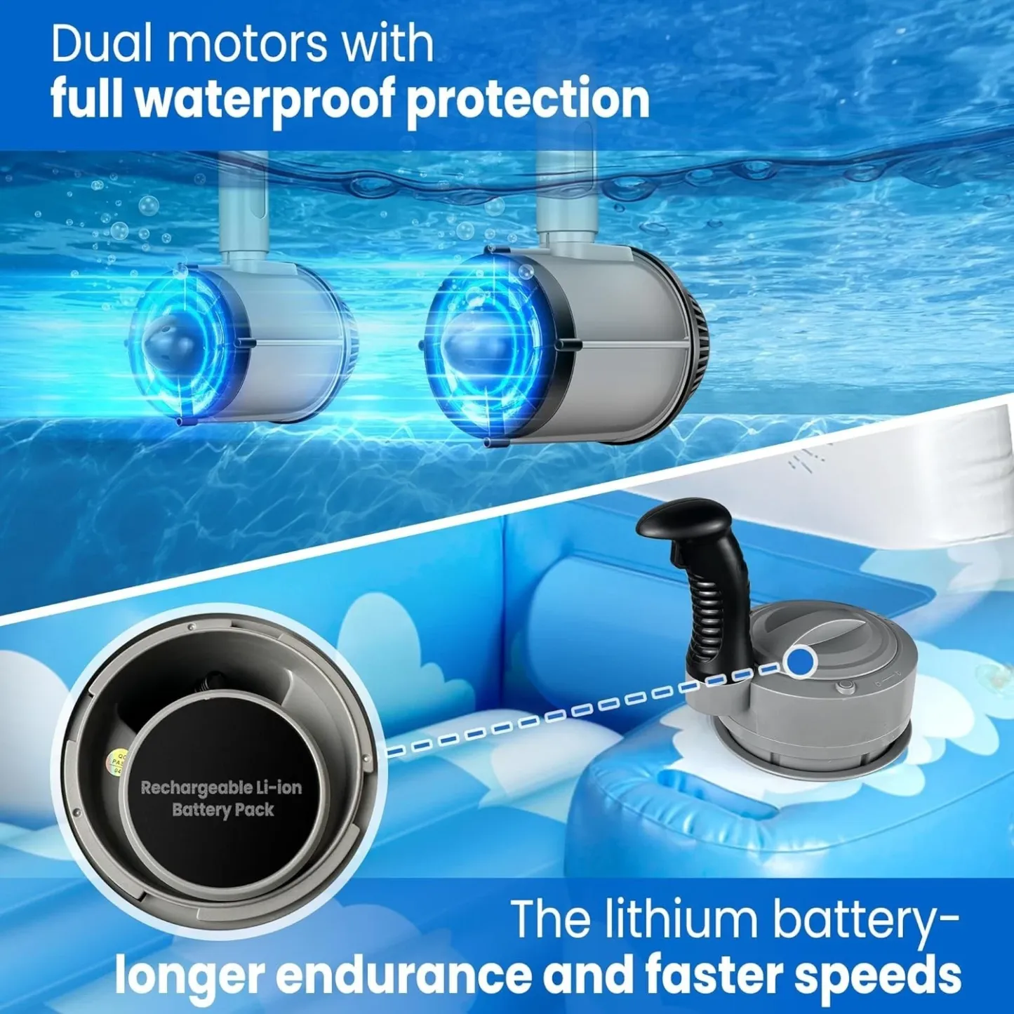 Motorized Pool Float with Canopy – Dual Motors, 60‑Minute Runtime, 300lb Capacity, Cup Holder & Phone Stand