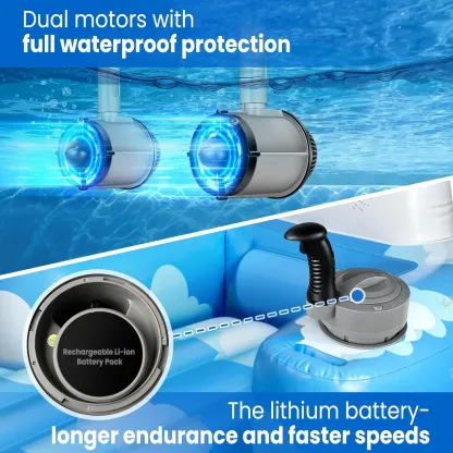 Motorized Pool Float with Canopy – Dual Motors, 60‑Minute Runtime, 300lb Capacity, Cup Holder & Phone Stand