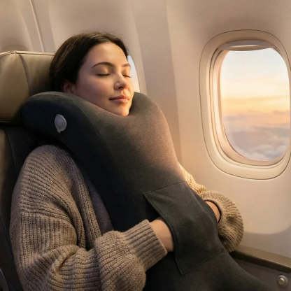 Full-Body Travel Support Pillow – Inflatable, Ergonomic, Supports Head to Hips, for Sitting Upright