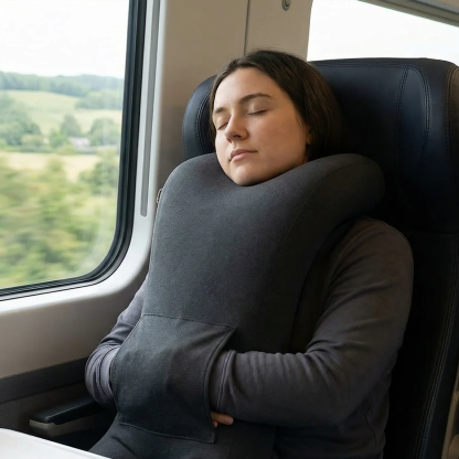 Full-Body Travel Support Pillow – Inflatable, Ergonomic, Supports Head to Hips, for Sitting Upright