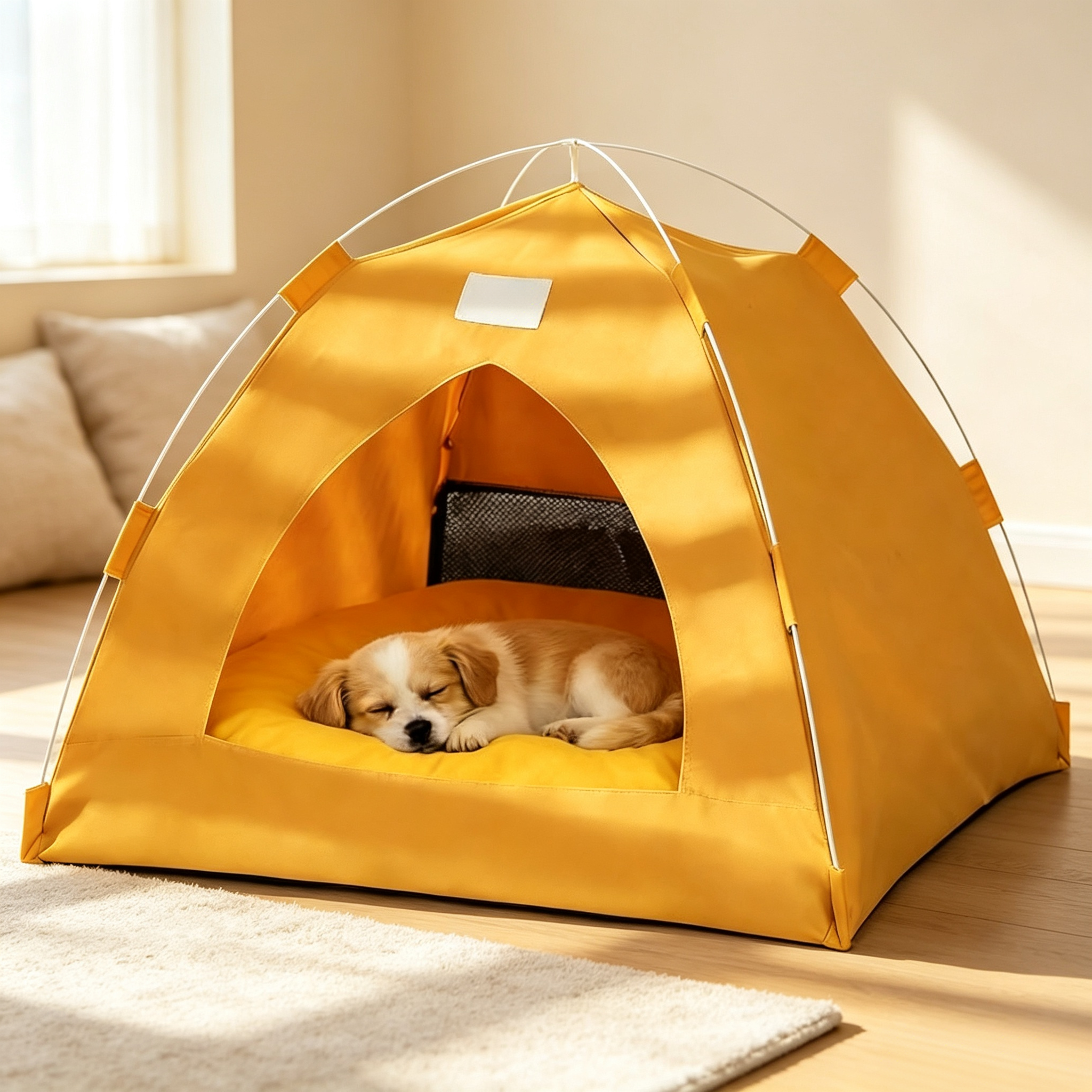 Foldable Indoor Cat Cave Bed with Soft Cushion, Cozy Hideaway Shelter for Kittens & Small Pets