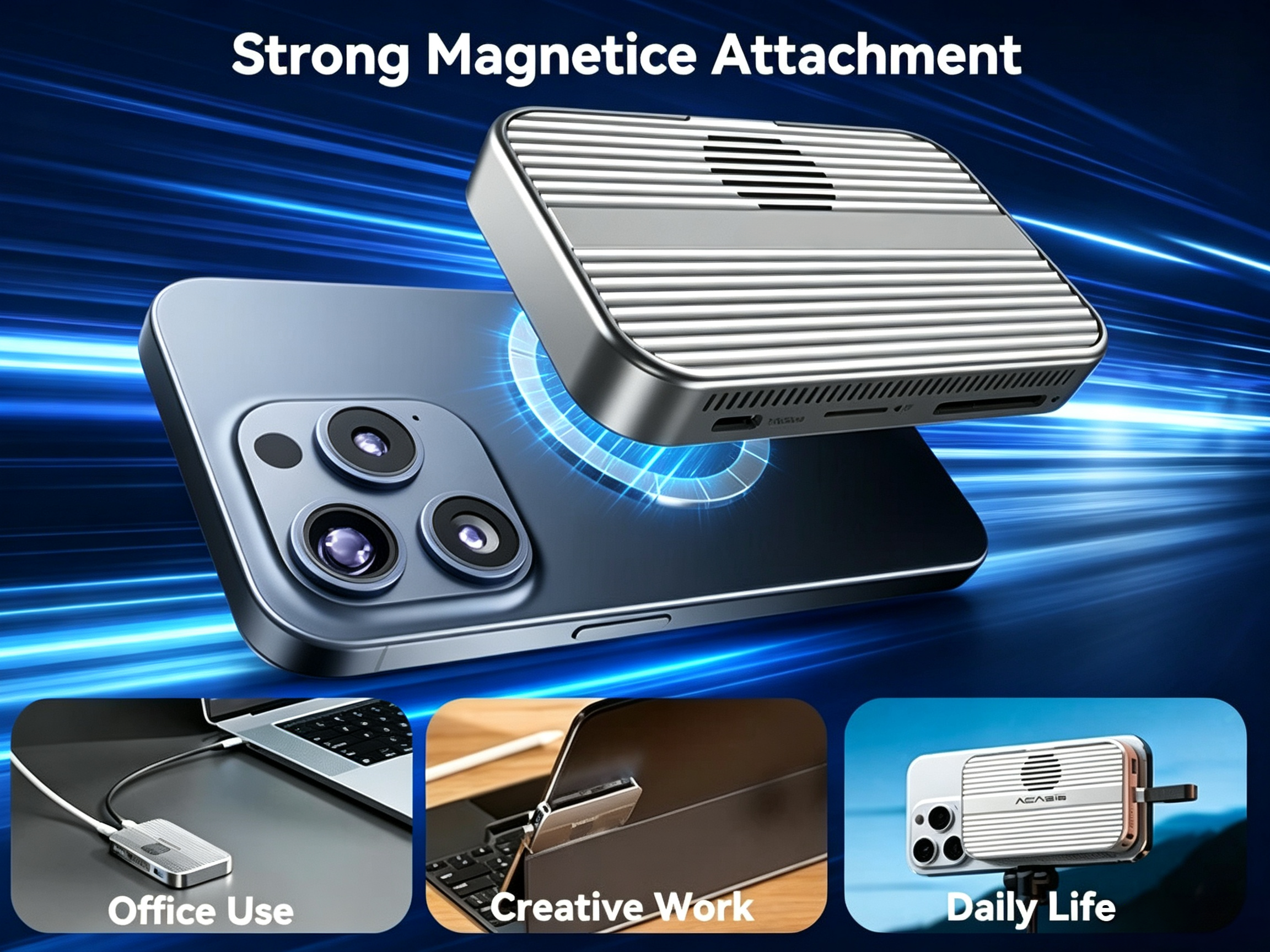Portable Magnetic SSD Docking Station with 10Gbps High-Speed Transfer, USB-C Expansion Hub & External Storage Solution