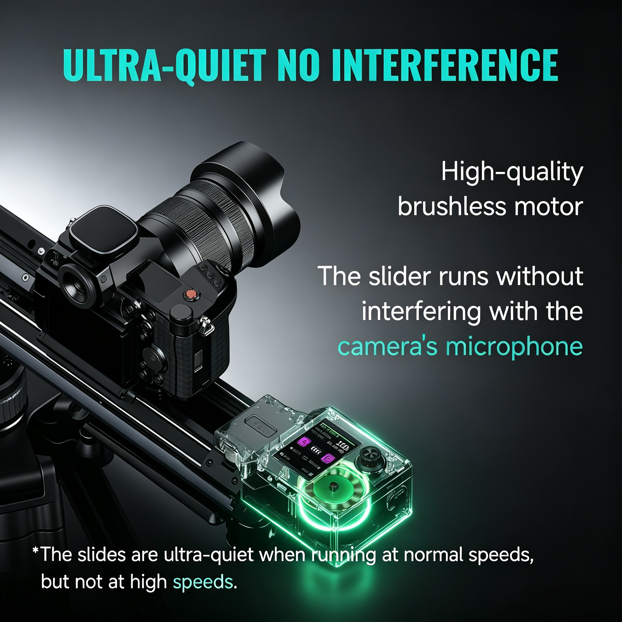 Motorized Camera Slider with Double-Distance Track, Silent Motion Control & Time-Lapse Shooting System