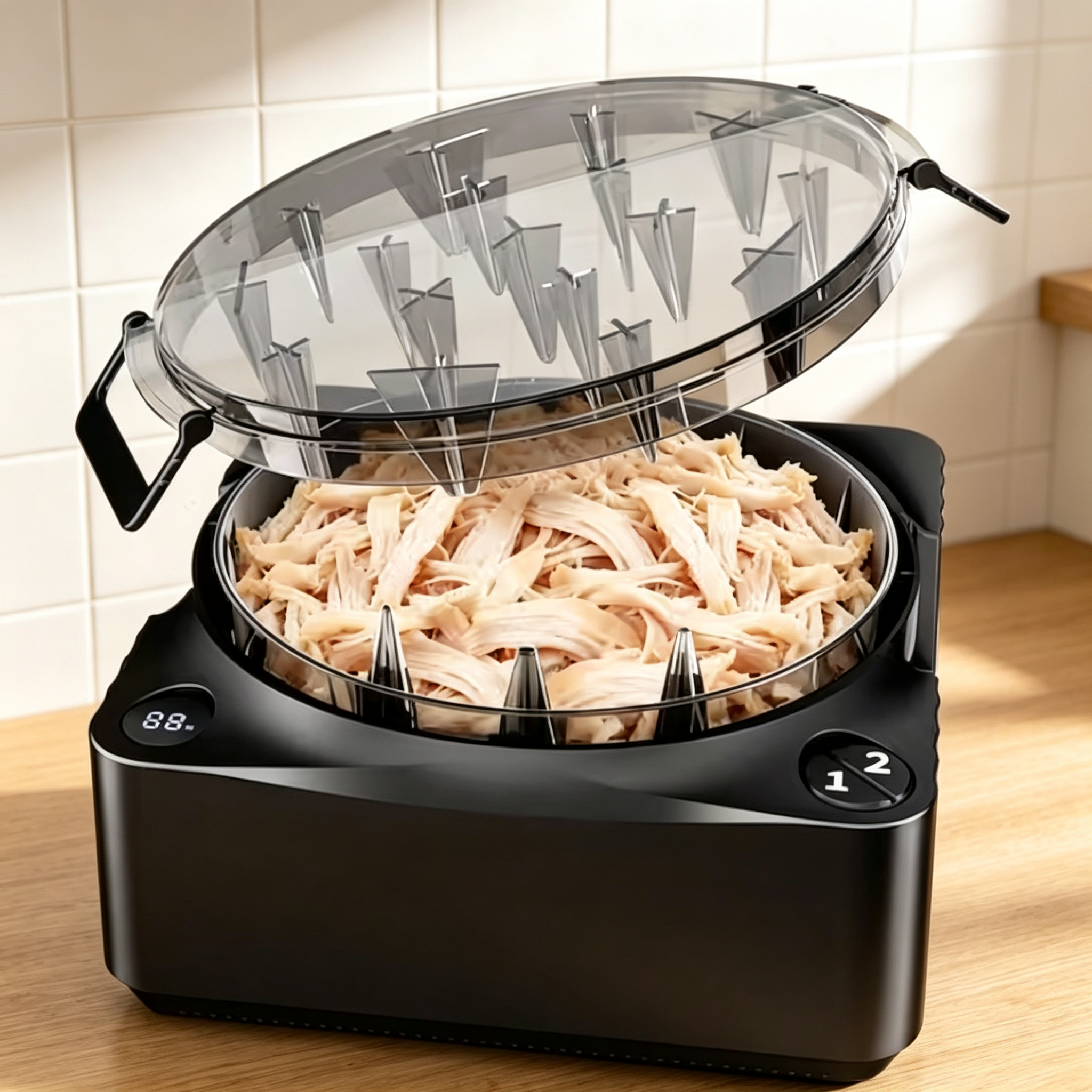 Cordless Electric Meat Shredder with Automatic Twisting System, USB Rechargeable Chicken Shredder Tool for Tacos, Salads, BBQ & Meal Prep