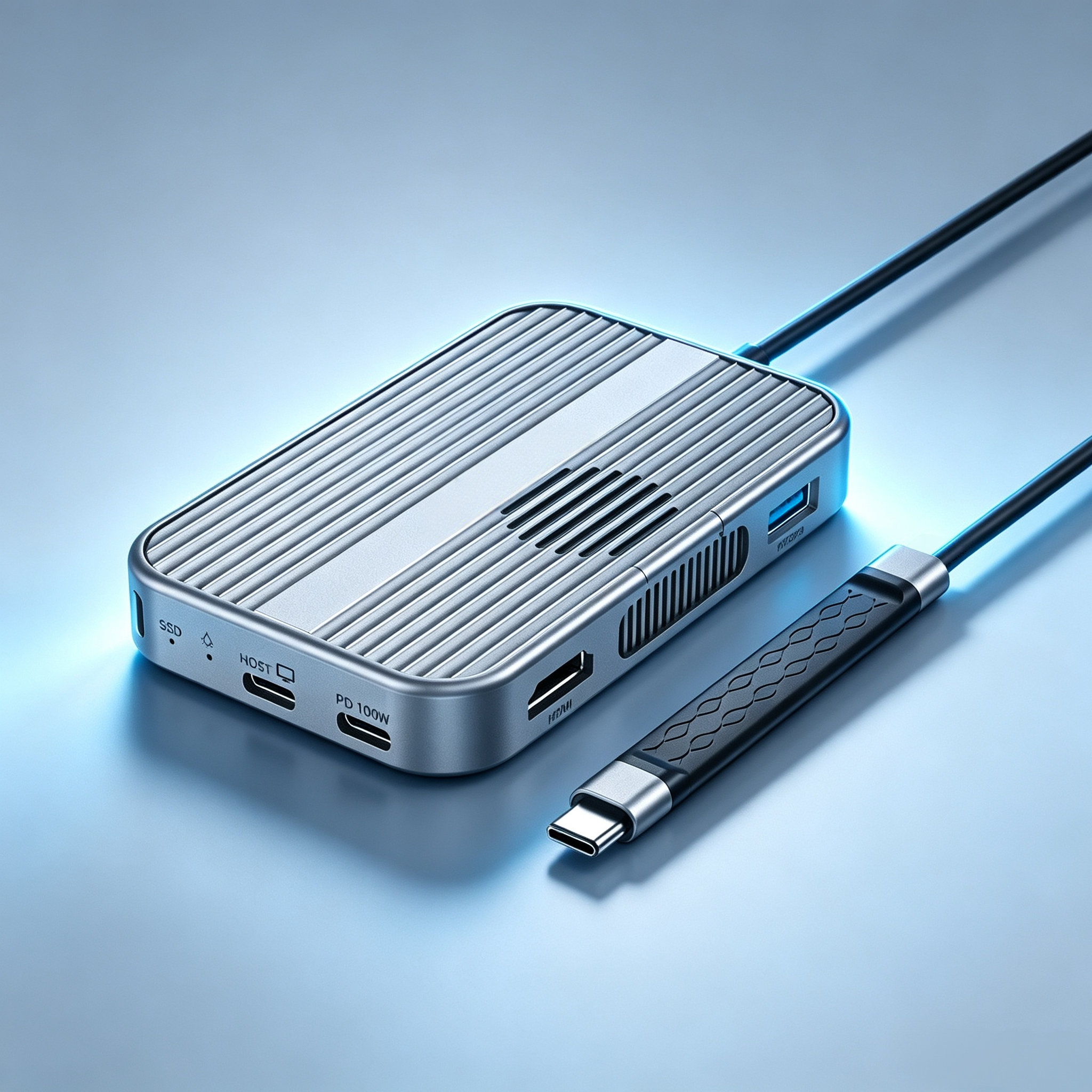 Portable Magnetic SSD Docking Station with 10Gbps High-Speed Transfer, USB-C Expansion Hub & External Storage Solution