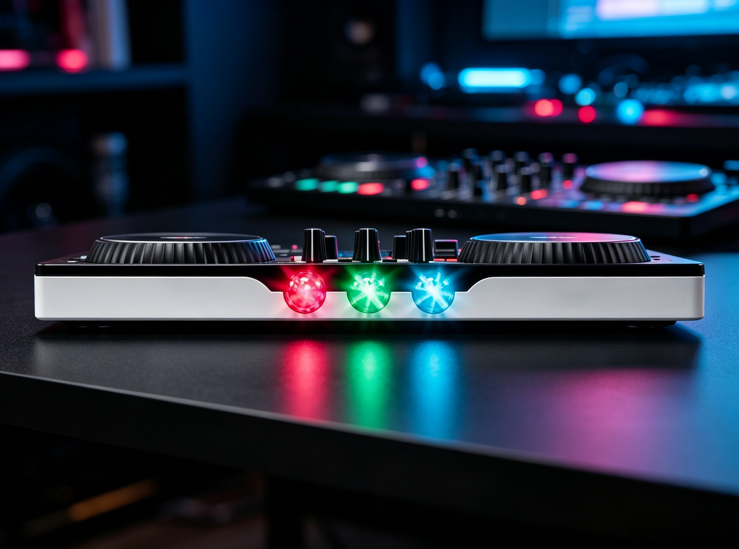 Portable Bluetooth DJ Controller with Built-In Light Show, 2-Deck Mixer & Creative Performance Effects