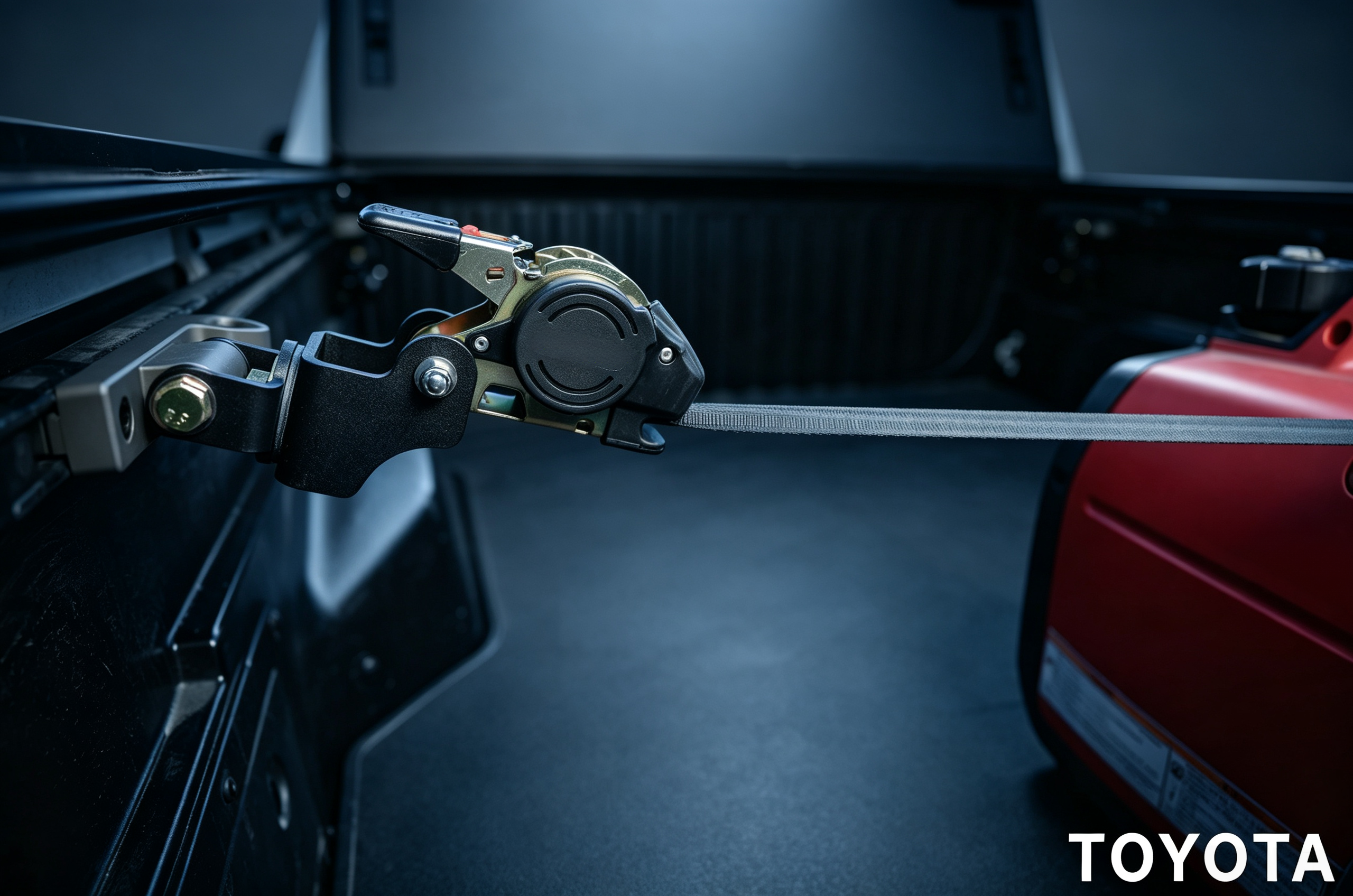 Retractable Truck Bed Ratchet Straps with Dual-Pivot Mounting & Tangle-Free Cargo Control