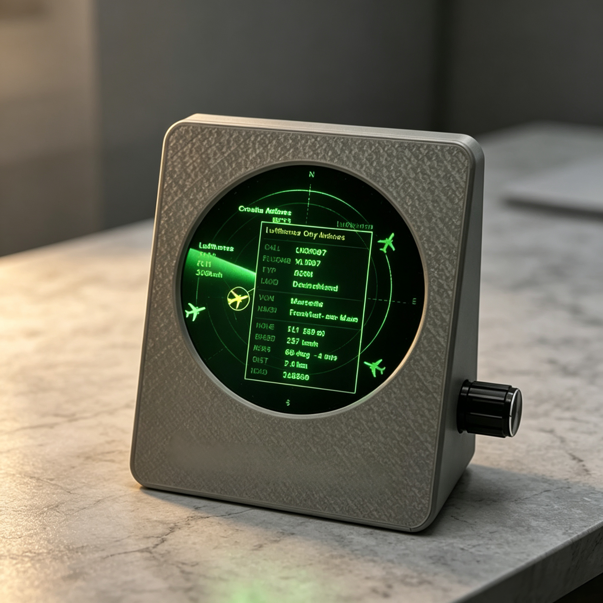 Desktop Live Flight Radar Display with Real-Time Aircraft Tracking, 2.8" Round Screen & Wi-Fi Connectivity